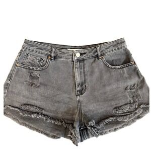 PacSun High Rise Denim Shorts Washed Black Grey Distressed 28 829SP206174